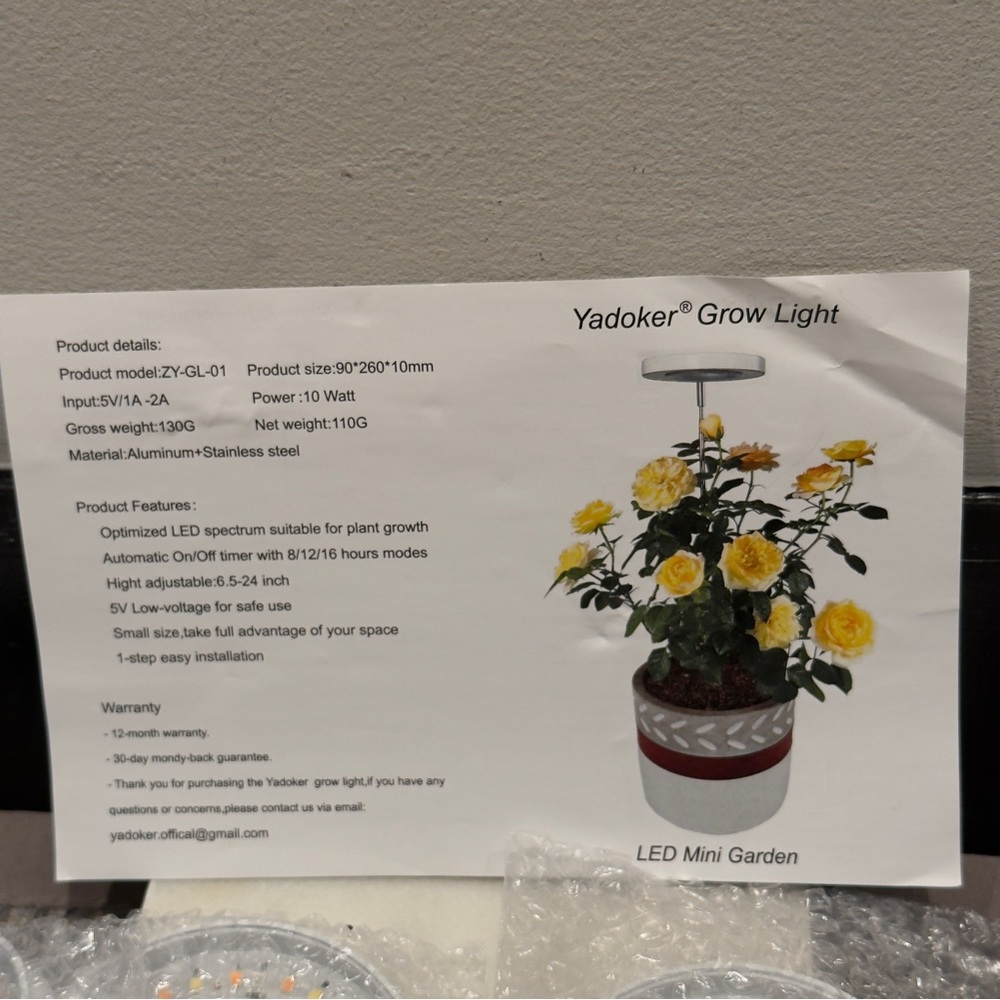 NWT - Yadoker LED Plant Grow Light Mini Garden Set of 5 Lights - Picture 10 of 10